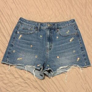 American Eagle Flower Embroidered Denim Women Shorts